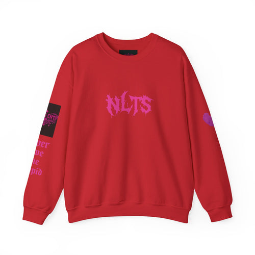 Crewneck Sweatshirt — NLTS 'never love the stupid' Pink Gothic Logo